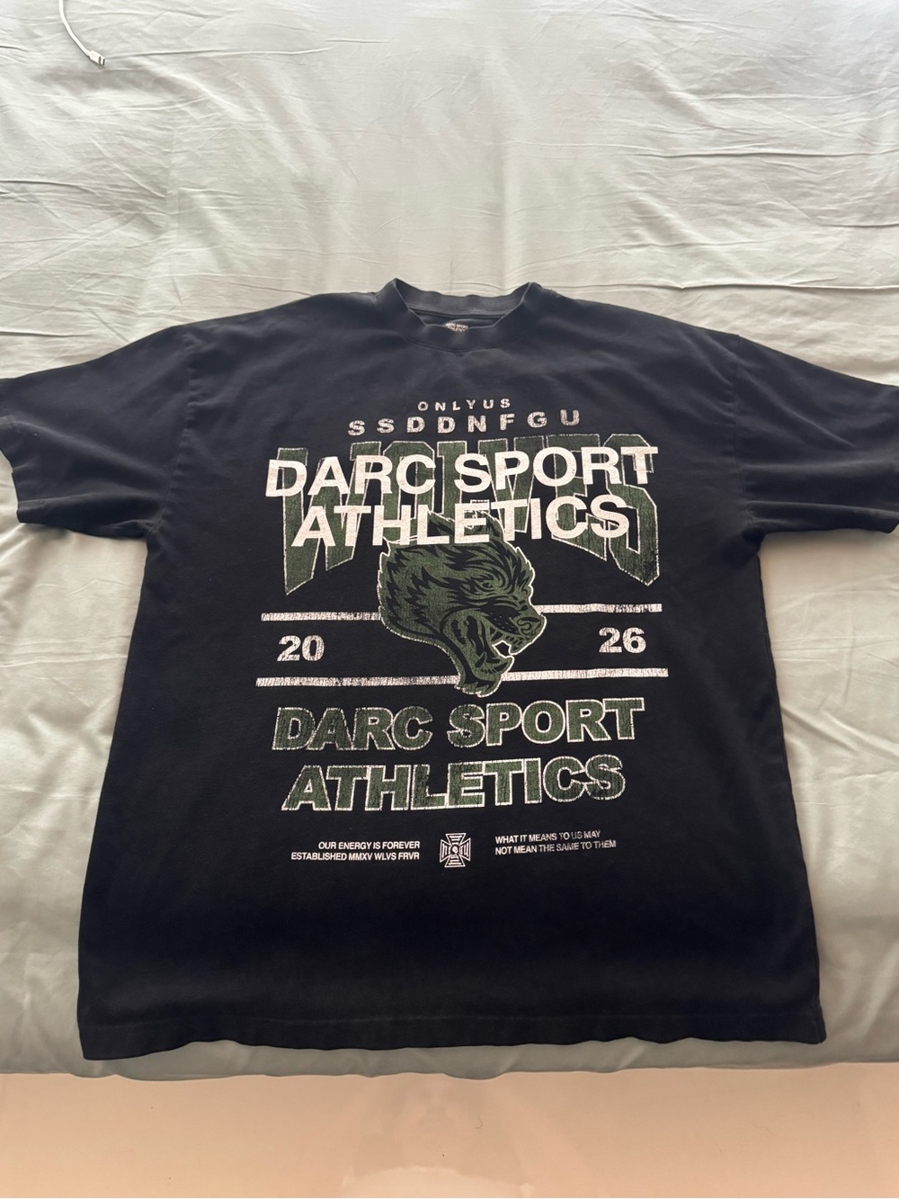 Darc Sport Black Tee with Green & White Athletic Graphic